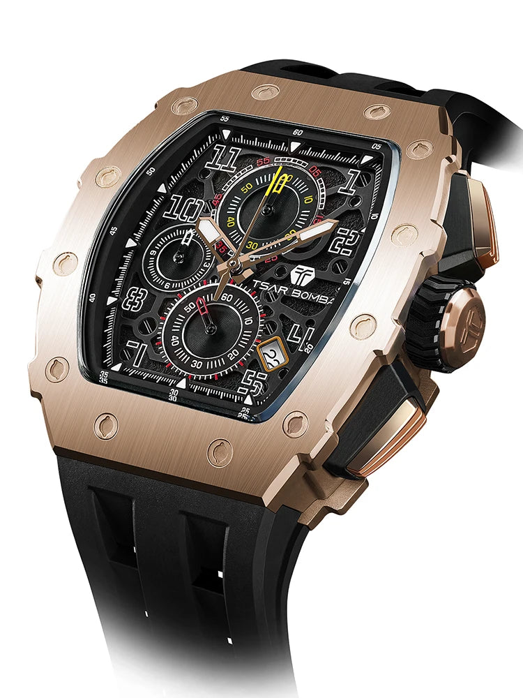 Relógio TSAR BOMBA New TB8204 para Homem, Quartzo Japonês, Cronógrafo, 50M à Prova de Água, Estilo Desportivo, Relógio de Pulso Masculino de Luxo, Presente para Homem