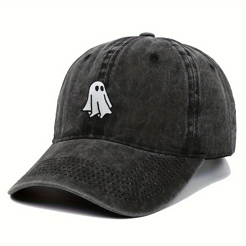 Halloween Embroidered Baseball Hat with Cute Ghost Pattern Simple Style Suitable for Men and Women