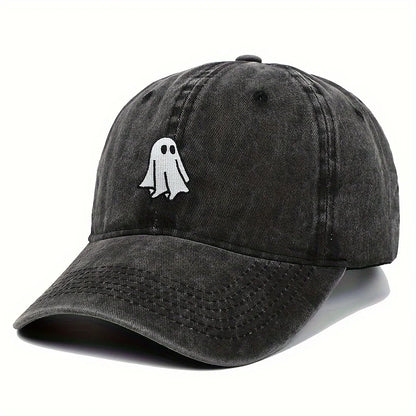 Halloween Embroidered Baseball Hat with Cute Ghost Pattern Simple Style Suitable for Men and Women