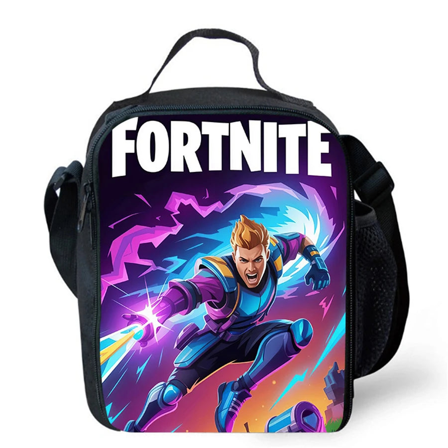 Cartoon FORTNITE Insulated Cooler Lunch Bag Cute Portable Lightweight Picnic Bag for Boys & Girls Age 5-10 Kids Daily Food Bag