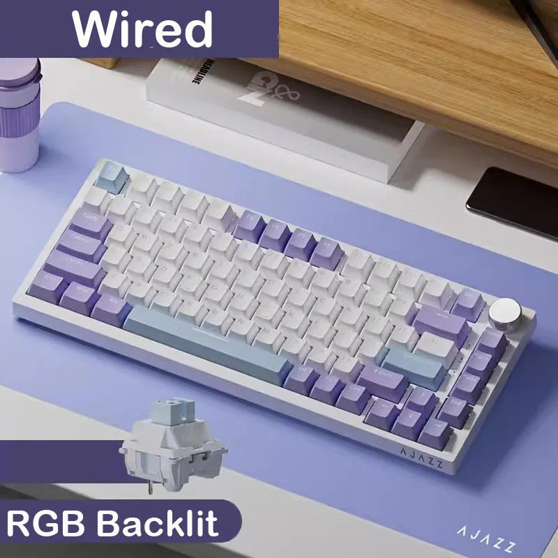 Teclado mecánico gaming AJAZZ AK820 Pro con cable e inalámbrico, switches intercambiables en caliente, retroiluminación RGB trimodo, diseño compacto 70%, PC/Mac