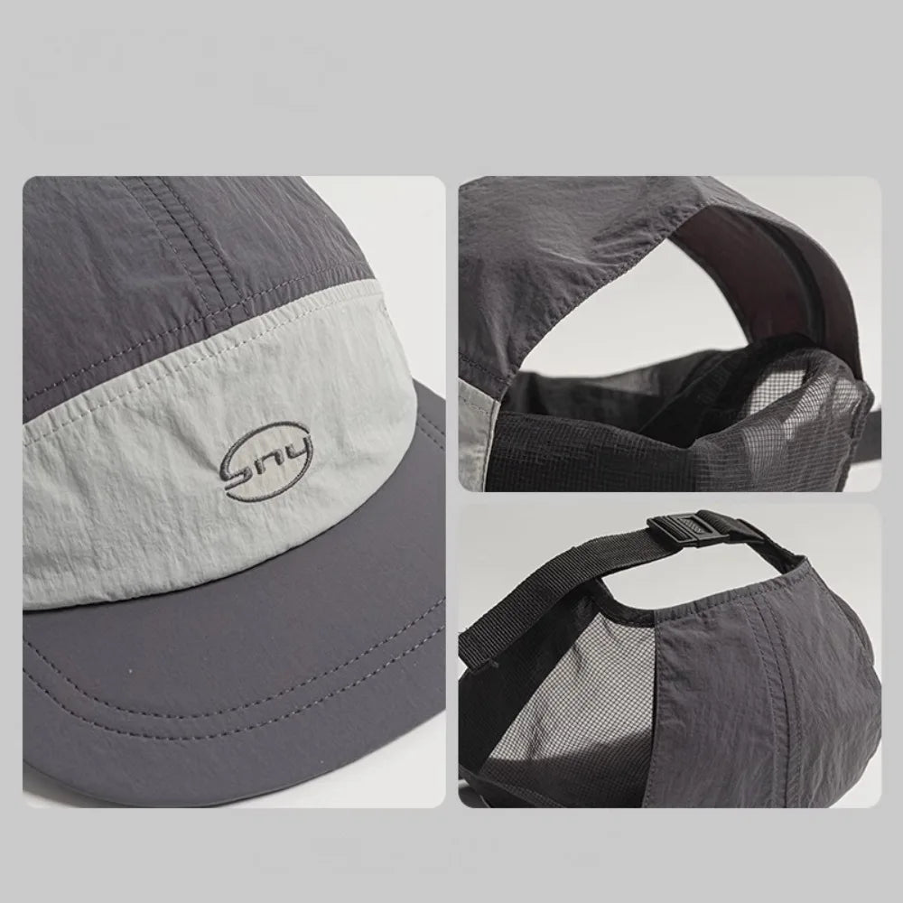 Korean Letter Embroidery Baseball Cap - Peaked Hat, Breathable Mesh Quick Drying UV Protection, Simple ins Style Lightweight