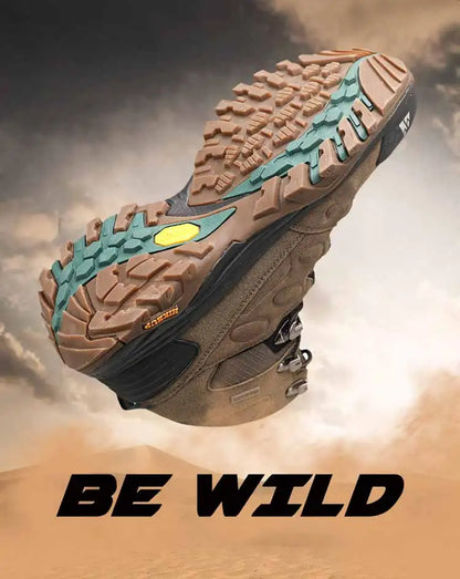 HIKEUP Botas de senderismo altas para hombre, calzado de invierno para exteriores con cordones, antideslizantes, deportivas y casuales, botas de trekking de ante cálidas para hombre