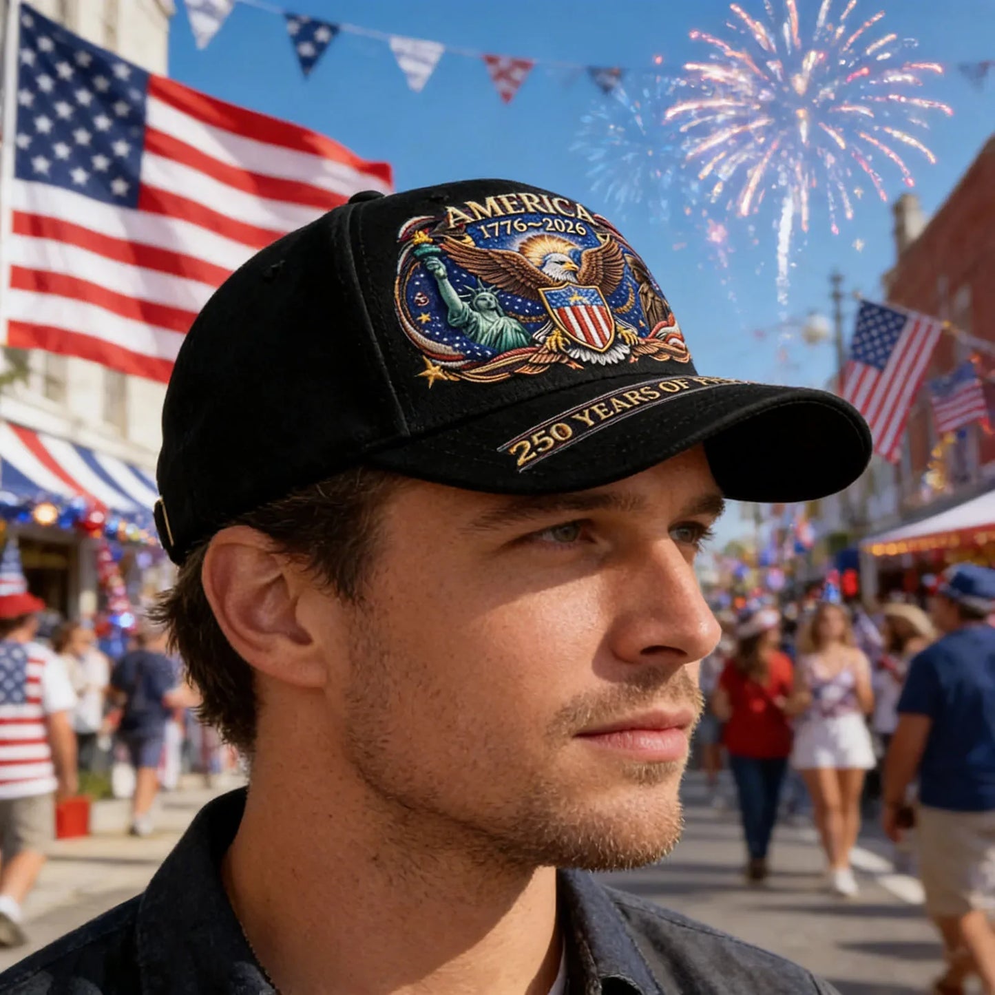 USA 250th Anniversary Denim Baseball Cap 1776 2026 Adjustable Patriotic Retro Running Hat Lightweight Breathable