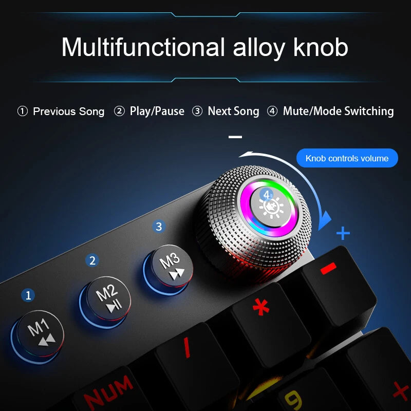 Teclado Mecânico AULA F2088 com Fio para Gaming, Botão Multifuncional, 104 Teclas, Retroiluminação Magic e Programação de Macros para Computador