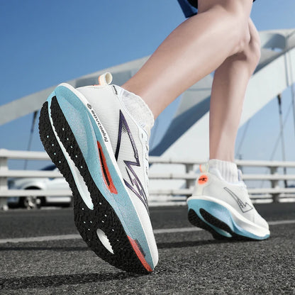 Sapatilhas de corrida com placa de carbono, especialidade maratona, para homem e mulher, desportivas, respiráveis, leves, confortáveis, atléticas e antiderrapantes
