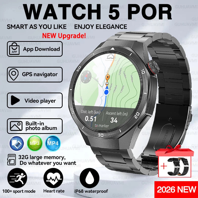 2026 New Watch 5 Pro Genuine Smart Watch GPS Map Navigation NFC Call 32GB memory Clock Built-in Video Music playback Smart Watch
