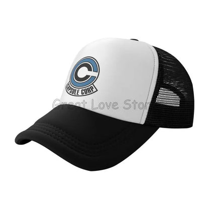 Capsule Corp Mesh Baseball Caps Unisex Hip-Hop Trucker Hat Anime DBZ Dad Hat Adjustable Racing Cap Summer Trucker Snapback Hats