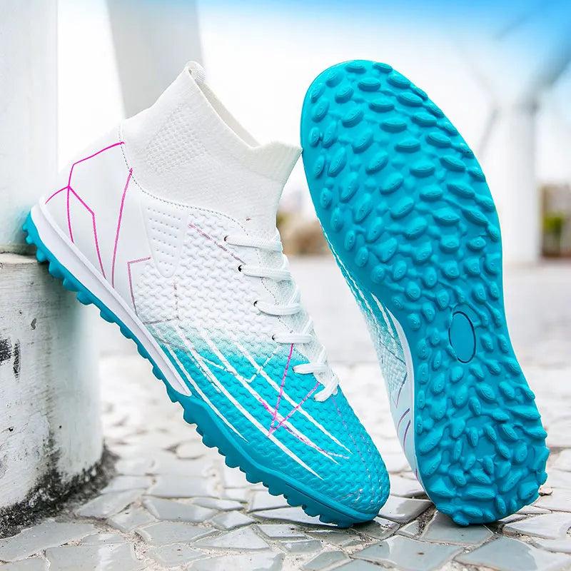 Nouvelles chaussures de Football professionnelles haut en cuir d'herbe artificielle jeunes étudiants chaussures de Football d'entraînement pour hommes et femmes sport