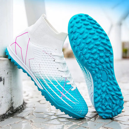 Nouvelles chaussures de Football professionnelles haut en cuir d'herbe artificielle jeunes étudiants chaussures de Football d'entraînement pour hommes et femmes sport