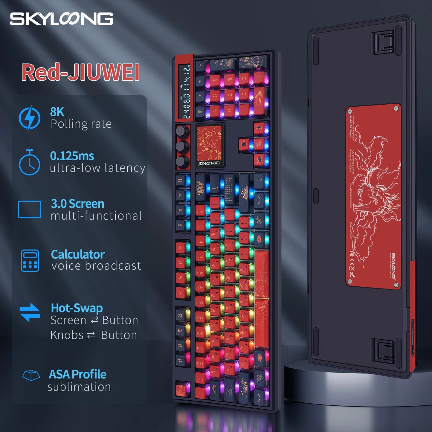 Tastiera meccanica wireless SKYLOONG GK104 Pro 100% personalizzata, switch low-noise hot-swap per PC gamer e accessori da ufficio