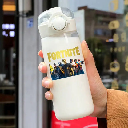 400ML Fortnites 18CM Strohhalmbecher für Erwachsene, Jungen und Mädchen, niedlicher Wasserbecher im Cartoon-Stil für Schüler, stoßfeste tragbare Trinkflasche als Geschenk