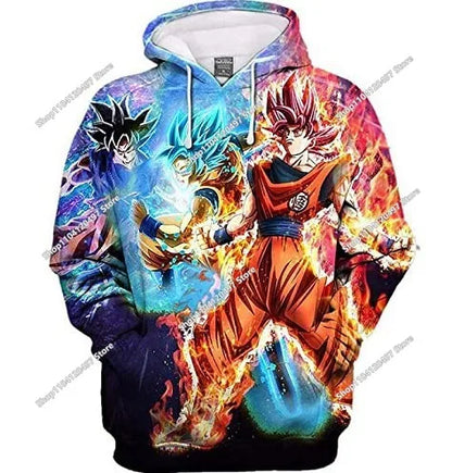 Sweatshirt com capuz Dragon Ball para rapazes e raparigas, novo modelo de outono e inverno, criativo, largo e versátil