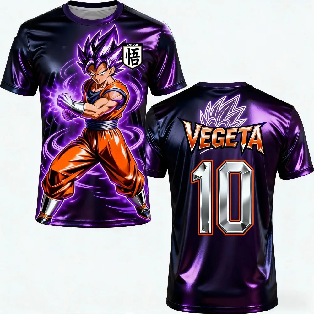 T-shirt de verão 2026 Dragon Ball para homem, respirável, com estampado 3D, casual, familiar, unissexo, para criança, jersey desportivo de futebol e treino