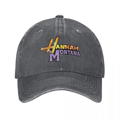 Hannah Montana Logo Baseball Cap Fashion Distressed Washed Miley Cyrus Funny Sun Cap Men Women Outdoor Workouts Adjustable Hat