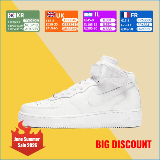 Buty sportowe Nike Air Force 1 Mid unisex – klasyczne wsparcie kostki, amortyzowana wygoda do wszechstronnego noszenia przez cały dzień DD9625-100