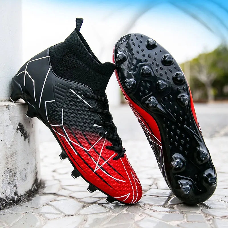 Nouvelles chaussures de Football professionnelles haut en cuir d'herbe artificielle jeunes étudiants chaussures de Football d'entraînement pour hommes et femmes sport