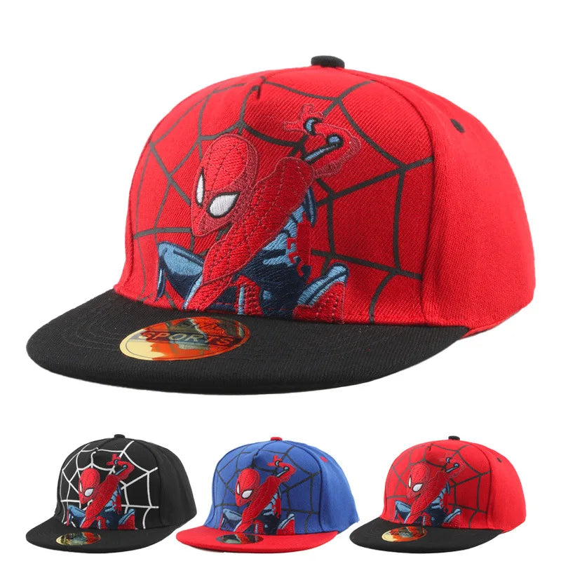 Spider-Man Marvel Peripheral Anime Baseball Cap Cotton Flat Brim Hat Cartoon Decoration Accessories Kid’s Gift Sun Shade Travel