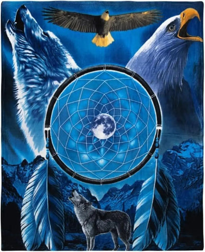 Howling Wolf Moonlight Mountain odeja z motivom divjih živali za dekoracijo spalnice, darilo zanj, NatureStyle