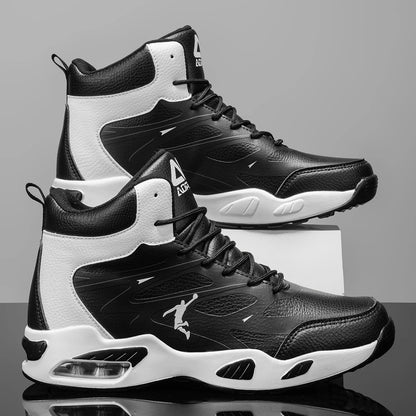 Chaussures de basket-ball montantes pour hommes, amorti à coussin d'air tendance, confortables, antidérapantes, respirantes, absorbant les chocs, pour activités de plein air