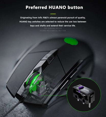 Mouse cu fir Inphic W1, mouse eSports pentru gaming, mouse silențios pentru birou, opțiuni cu trei taste și șase taste