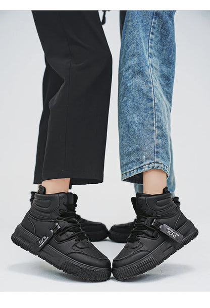 Baskets décontractées de mode, chaussures de skateboard montantes, bottines pour étudiants, hommes et femmes, tendance, résistantes à l'usure, bicolores, pour couples