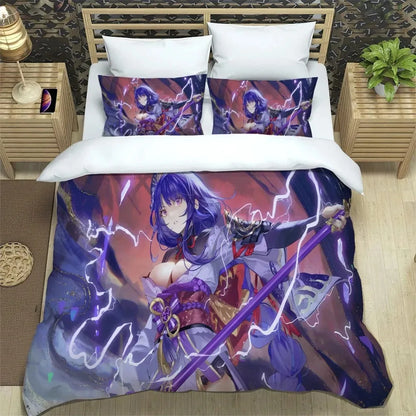 Anime Genshin Impact Bedding Set Boys Girls Twin Queen Size Duvet Cover Pillowcase Bed Kids Adult Fashion Home Textileextile