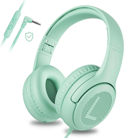Awatrue Kids Headphones with Microphone, Safe Volume Limited Wired Kids Headphones for School, Toddler & Children, Comfortable Stereo Headset for Learning, Travel & Gaming