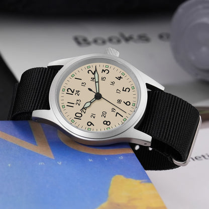 Militado ML05 38mm Military Field Watch VH31 Sweep Quartz Movement Domed Sapphire Crystal Waterproof 100M Super Luminous Watches