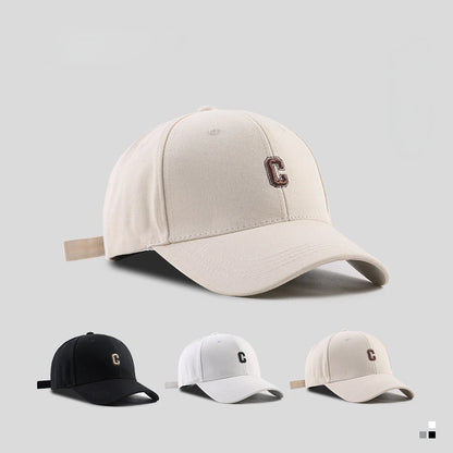 Hard-top C Letter Baseball Cap Men Women's Korean version of the tide peaked cap wide-brimmed big head  the curved brimmed hat