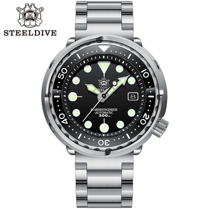 STEELDIVE SD1975 Mens Automatic Watches Men Dive Watch 300m Waterproof Mechanical Wristwatch C3 Luminous Clock Sapphire Mirror