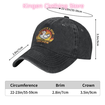 Unisex Chicken Jockey Lava Chicken Print Steves Hat Fashion Distressed Washed Baseball Cap Adjustable