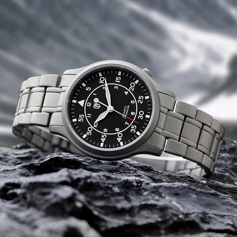BERNY Titanium Watch For Men AR Coating Sapphire Fashion Wristwatch Luminous VH31 Ultra-thin Quartz Watch Waterproof 5ATM Watch