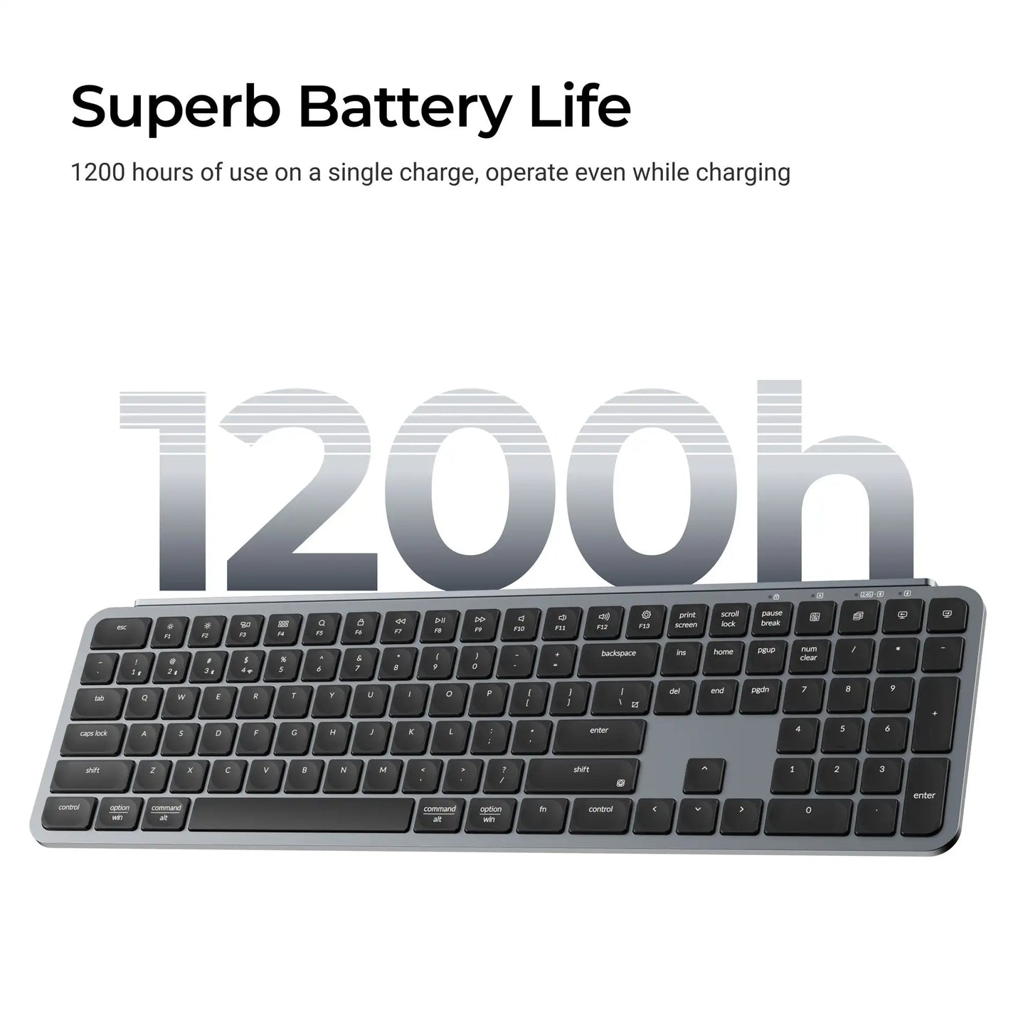 Tastiera wireless ultra-sottile Keychron B6 Pro layout ISO, formato completo, portatile e leggera, con connessioni 2.4GHz e Bluetooth