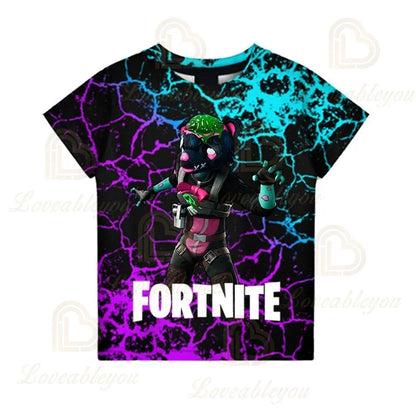 Fortnite „Victory Royale Ninja Fashion“ 3D marškinėliai vaikams, vasariniai trumpomis rankovėmis, su animaciniu raštu, kūdikių drabužiai, vaikiški marškinėliai