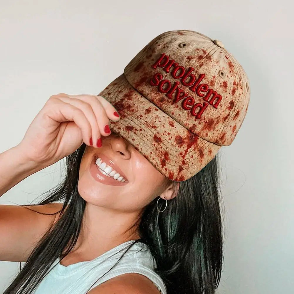 Halloween Theme Embroidery Problem Solved Bloody Hat Horror Baseball Suitable For Halloween Party Cosplay Props Gifts