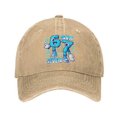 Funny Meme 67 Six Seven 6 7 Italian Brainrot Baseball Cap Sun Outdoor Sports Washed Trucker Hat Male Classic Design Baseball Cap