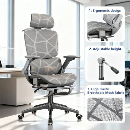 Silla gaming ergonómica de oficina para ordenador Air Titan Full Mesh con soporte lumbar de tres zonas, diseño bien ventilado e ideal para escritorio de estudiante