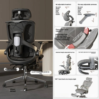 Silla gaming ergonómica de oficina para ordenador Air Titan Full Mesh con soporte lumbar de tres zonas, diseño bien ventilado e ideal para escritorio de estudiante