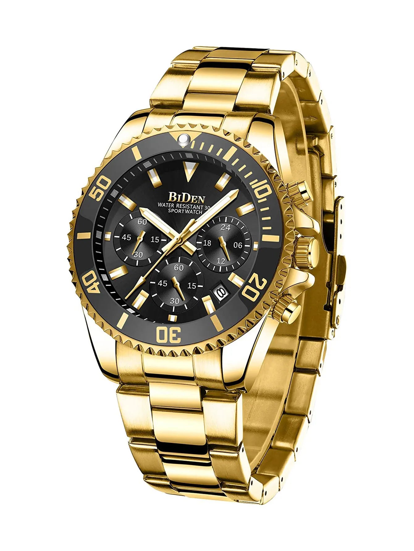 BIDEN Multi functional men's quartz watch luxury waterproof night light business style diving series casual fashion watch