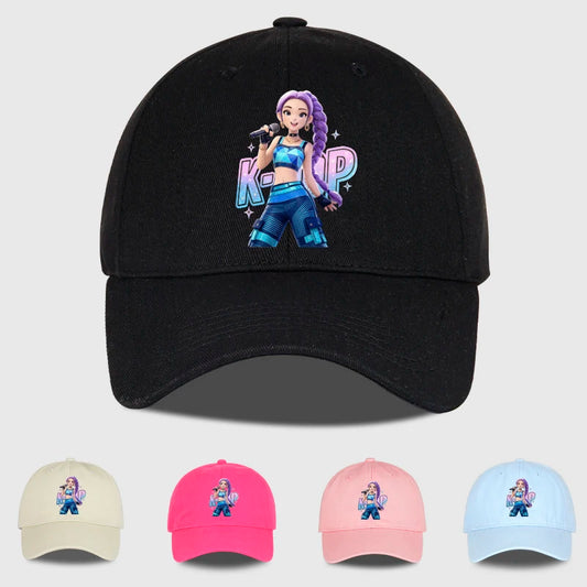K-POP Purple Hair Idol Cartoon Print Baseball Cap Men Women Y2K Streetwear  Adjustable Dad Hat Sun Hat