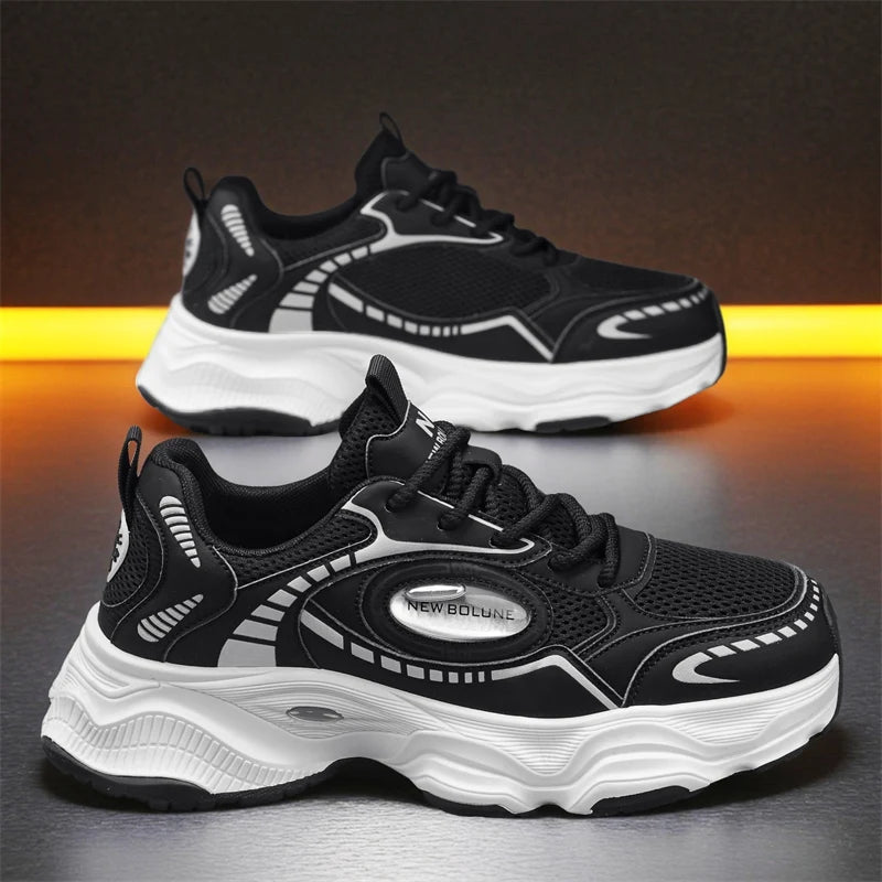 Herren-Sportschuhe – Neu, aus Mesh, atmungsaktiv, mit dicker Sohle, höhenverstellend, strapazierfähig, für den täglichen Weg zur Arbeit, vielseitig einsetzbare Freizeit-Sneaker