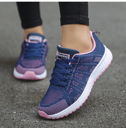 Women's Sneaker 2025 New Fashion Breathable Trainers Comfortable Sneakers Mesh Fabric Lace Up Women's Tennis Shoes For Women