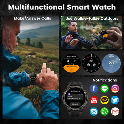 KOSPET TANK T4C Men's Outdoor Watch Rugged GPS  50M Waterproof Military Spec with Integrated Flashlight and Activity Tracking
