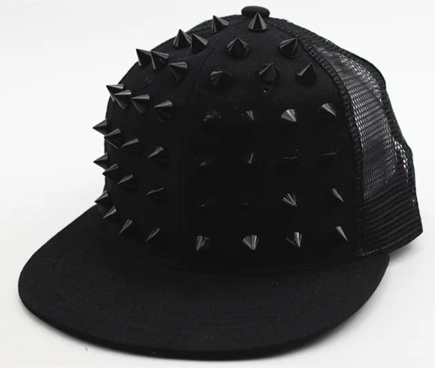 Men Caps Flat Hat Hip Hop Snapback Fancy Rivet Baseball Cap Street Dance Cap Trendy Mesh Visor Youth Boys Girls