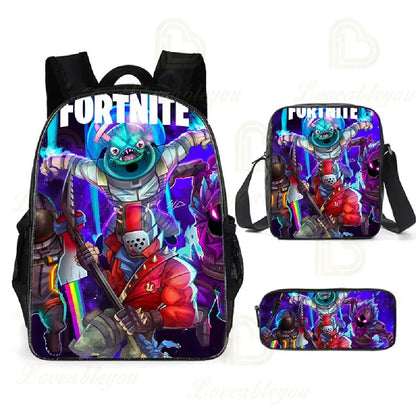 F-FORTNITE Battle Games Backpack for Children School Bag Boys Girls Primary Crossbody Pencil Case Kids Toddler Backpack