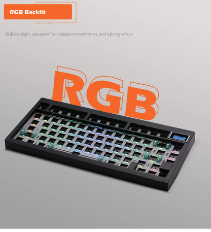 Kit de teclado mecánico ZUOYA GMK81 hot-swappable Bluetooth 2.4G inalámbrico con retroiluminación RGB, estructura gasket y soporte para