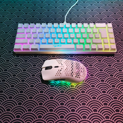 Set gaming portatile HXSJ 60% RGB con tastiera e mouse, tastiera a membrana cablata 68 tasti e mouse wireless leggero a 3 modalità per PC Mac