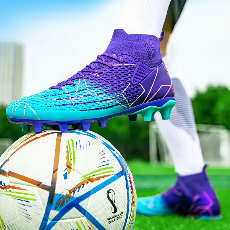 Nouvelles chaussures de Football professionnelles haut en cuir d'herbe artificielle jeunes étudiants chaussures de Football d'entraînement pour hommes et femmes sport