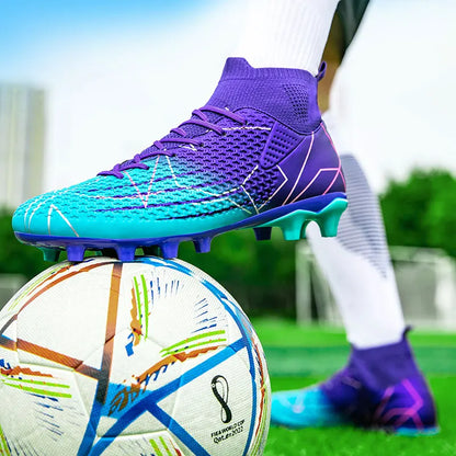 Nouvelles chaussures de Football professionnelles haut en cuir d'herbe artificielle jeunes étudiants chaussures de Football d'entraînement pour hommes et femmes sport